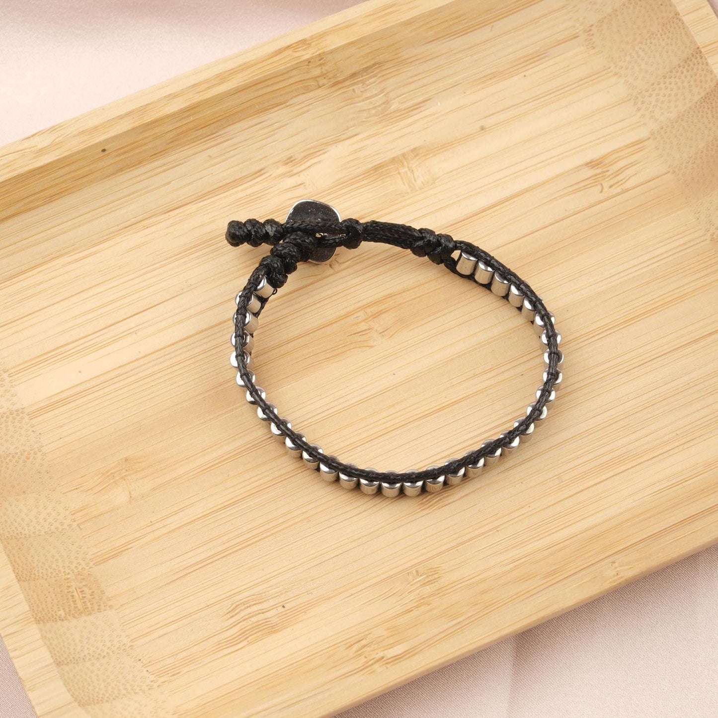 Stone of Grounding, Hematite & Leather Bracelet for Men, Dark Grey Crystal Bracelet Gift, Minimalist Wristband, 21cm / 8.26in