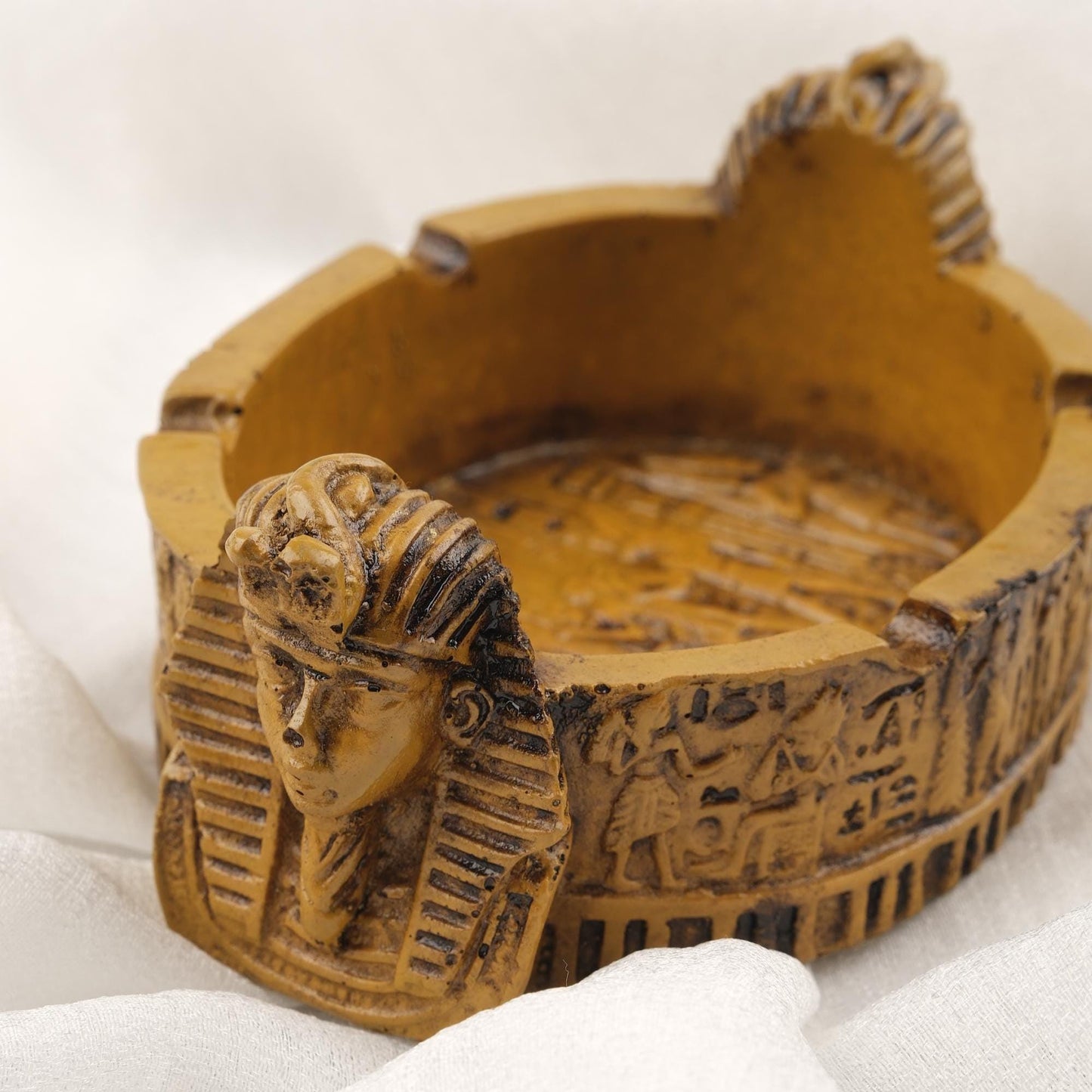 Green Pharaoh Ashtray | Ancient Egypt Theme Cool Mythic Smoking Accessories Gift – 10x15cm Spiritual Ashtray Handmade HEAVY ITEM 1LBS