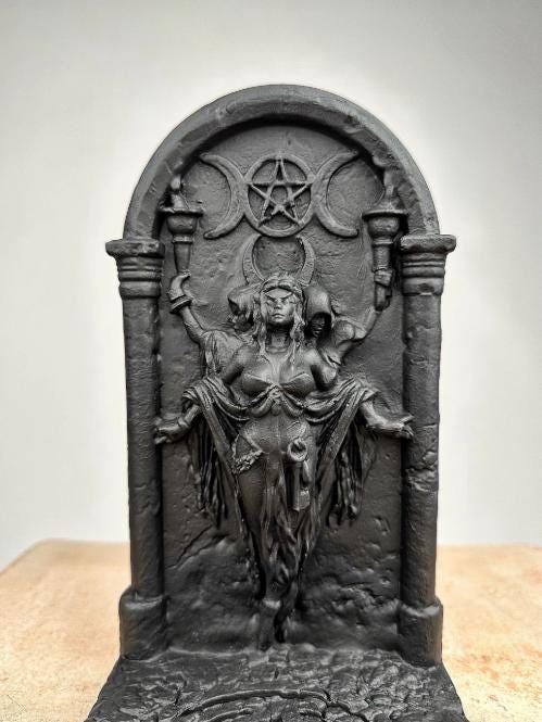 Handcrafted Hecate Cone Incense Burner, Triple Moon Goddess Altar Decor, & Ritual Mythical Tool for Meditation and Spiritual Awareness