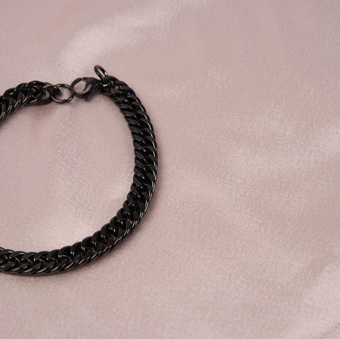 Men's Black Chain Bracelet in Stainless Steel & 22 cm, Classic Jewelry, Modern Stainless Steel Jewelry | Perfect Gift for Boyfriend or Dad