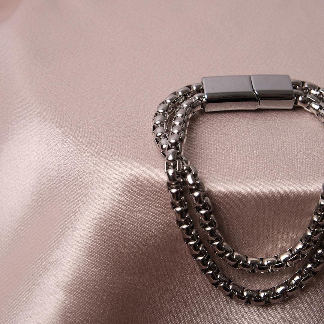 Men's Casual Silver Chain Bracelet & 20 cm, Chunky Chain Link | Rugged Modern Style | Masculine Jewelry Gift for Special Occasions