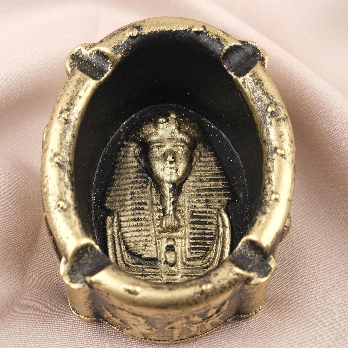 Gold Ashtray in Egyptian Style, Mini Cigarette Lid for Smokers, Unique Smoking Accessories | Gift for Husband, Pharoah Ash Tray