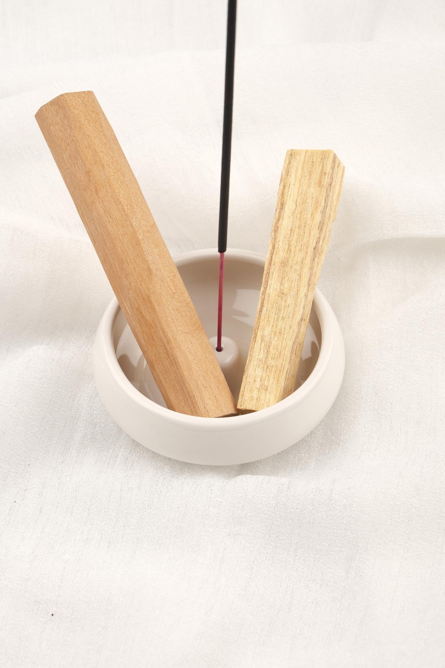 White Classic Ceramic Incense Stick And Palo Santo Holder | Energy Cleansing Tray 12x12x4cm Aromatherapy Ash Catcher, Authentic Smudge Gift