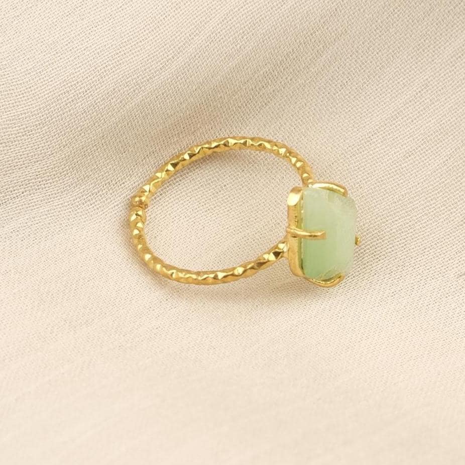 Handmade Diamond Ring, Drop Style Antique Looking And Vintage Style Gold Plated Adjustable , Green Gemstone Elegant Artisan Crafted Ring