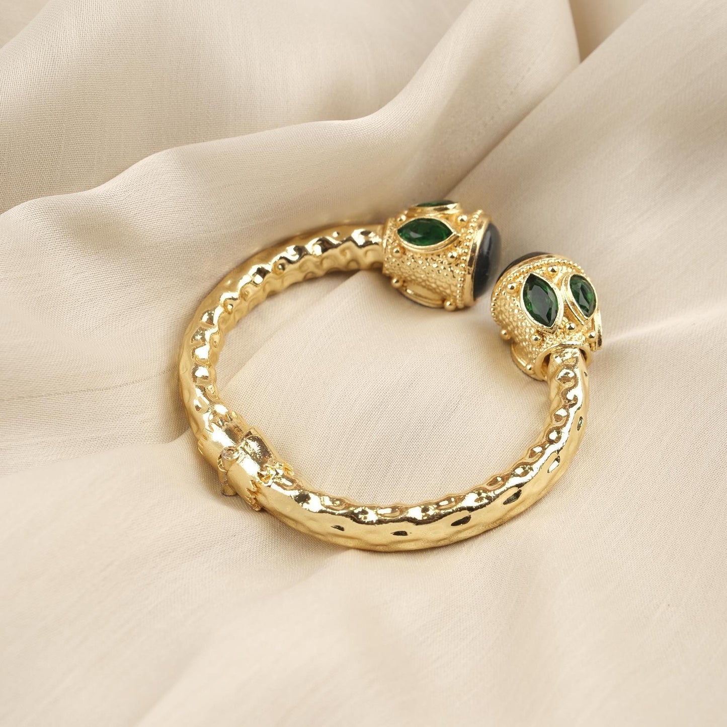 Stone of Leadership & Protection Handmade Historical Malachite Bangle, Antique Looking and Vintage Style Gold Plated Statement Bracelet Gift