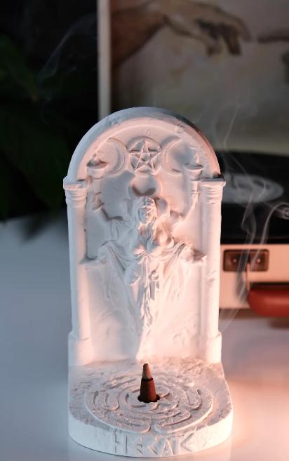 Handcrafted Hecate Cone Incense Burner, Triple Moon Goddess Altar Decor, & Ritual Mythical Tool for Meditation and Spiritual Awareness