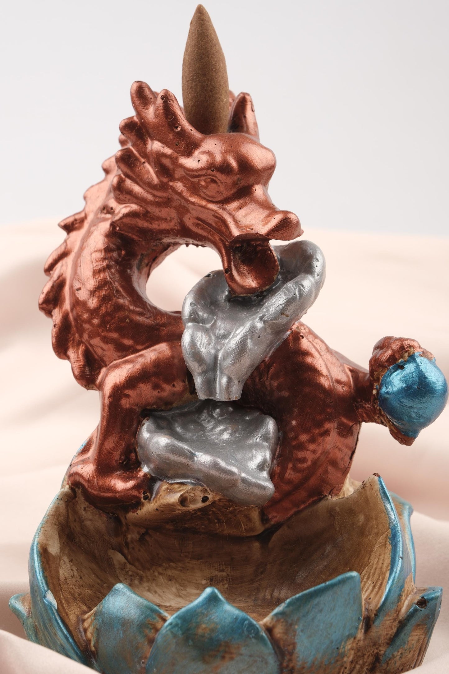 Dragon's Breath Backflow Incense Burner, Unique and Authentic Cone Incense Holder for Meditation Lovers | Money and Power Attraction