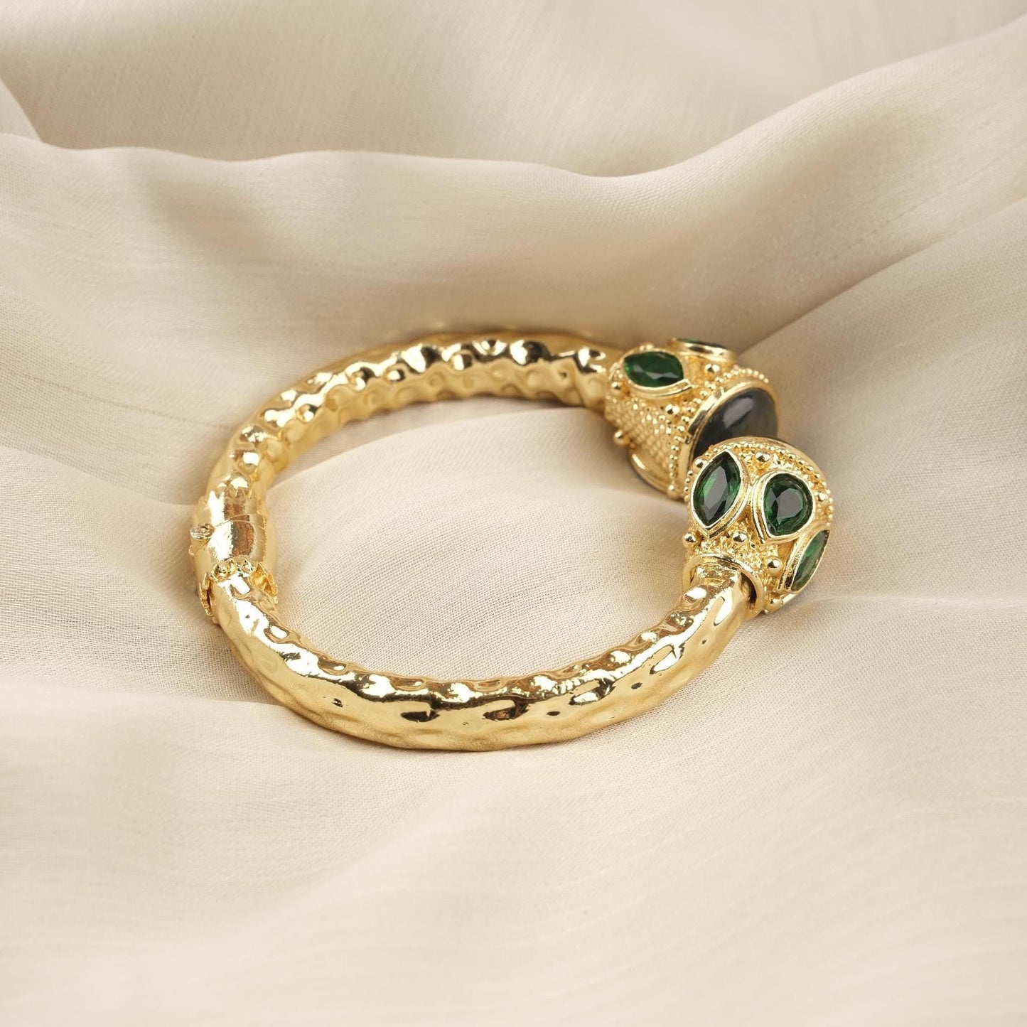Stone of Leadership & Protection Handmade Historical Malachite Bangle, Antique Looking and Vintage Style Gold Plated Statement Bracelet Gift