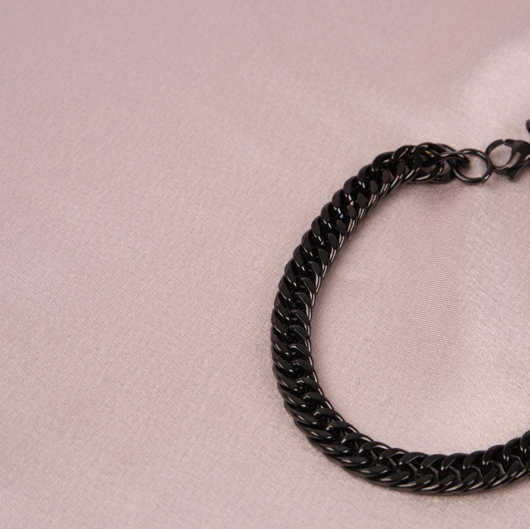 Men's Black Chain Bracelet in Stainless Steel & 22 cm, Classic Jewelry, Modern Stainless Steel Jewelry | Perfect Gift for Boyfriend or Dad