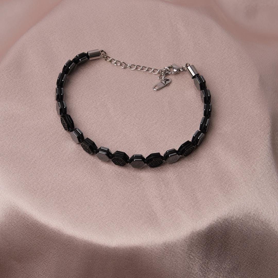 Men's Casual Geometric Design Bracelet – Adjustable Length – 25 cm, Durable Jewelry for Daily Outfits | Masculine Gift for Boyfriend