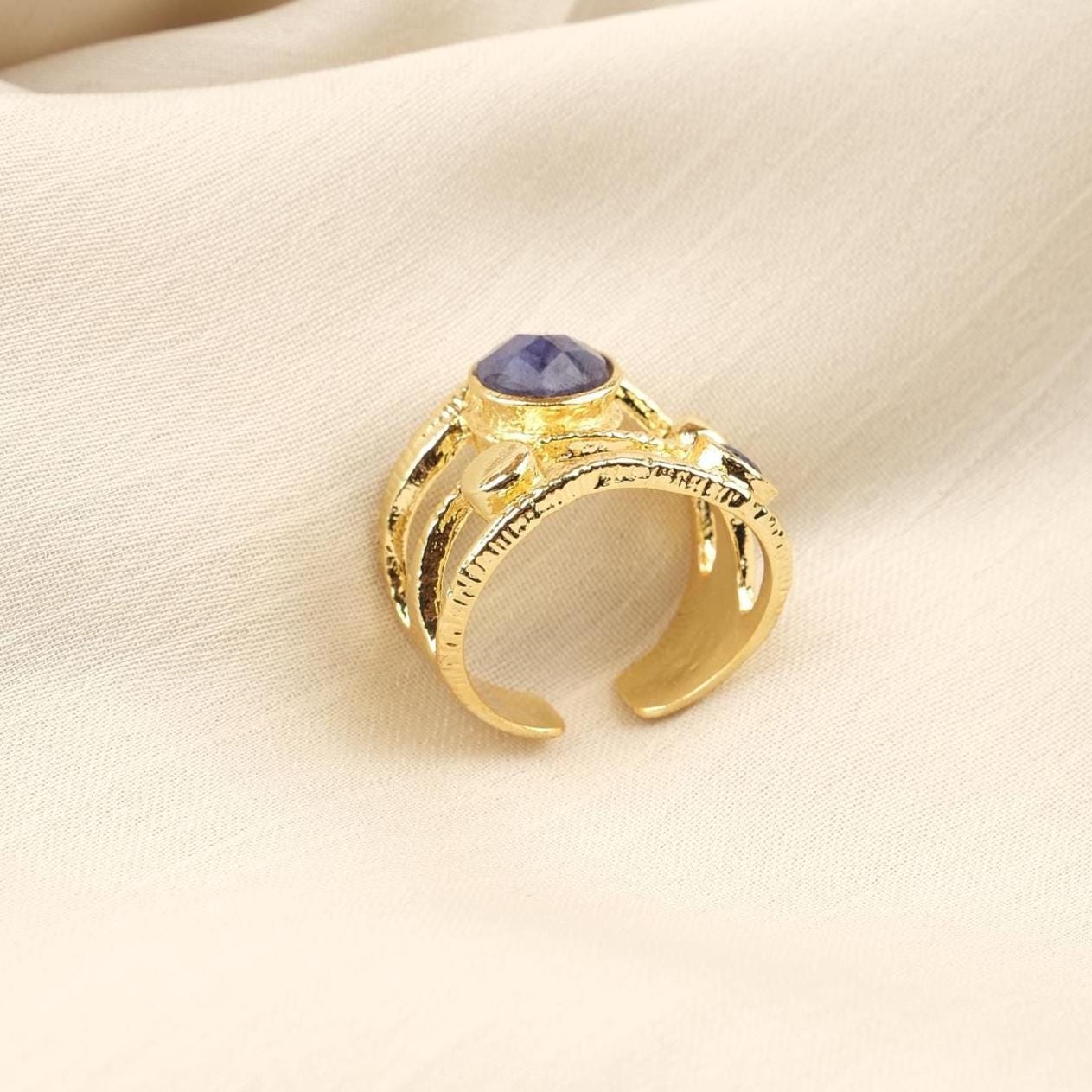 Stone of Calm & Clarity | Handmade Aquamarine Ring, Antique Looking And Vintage Style Adjustable Ring, Gemstone Artistic Statement Ring Gift