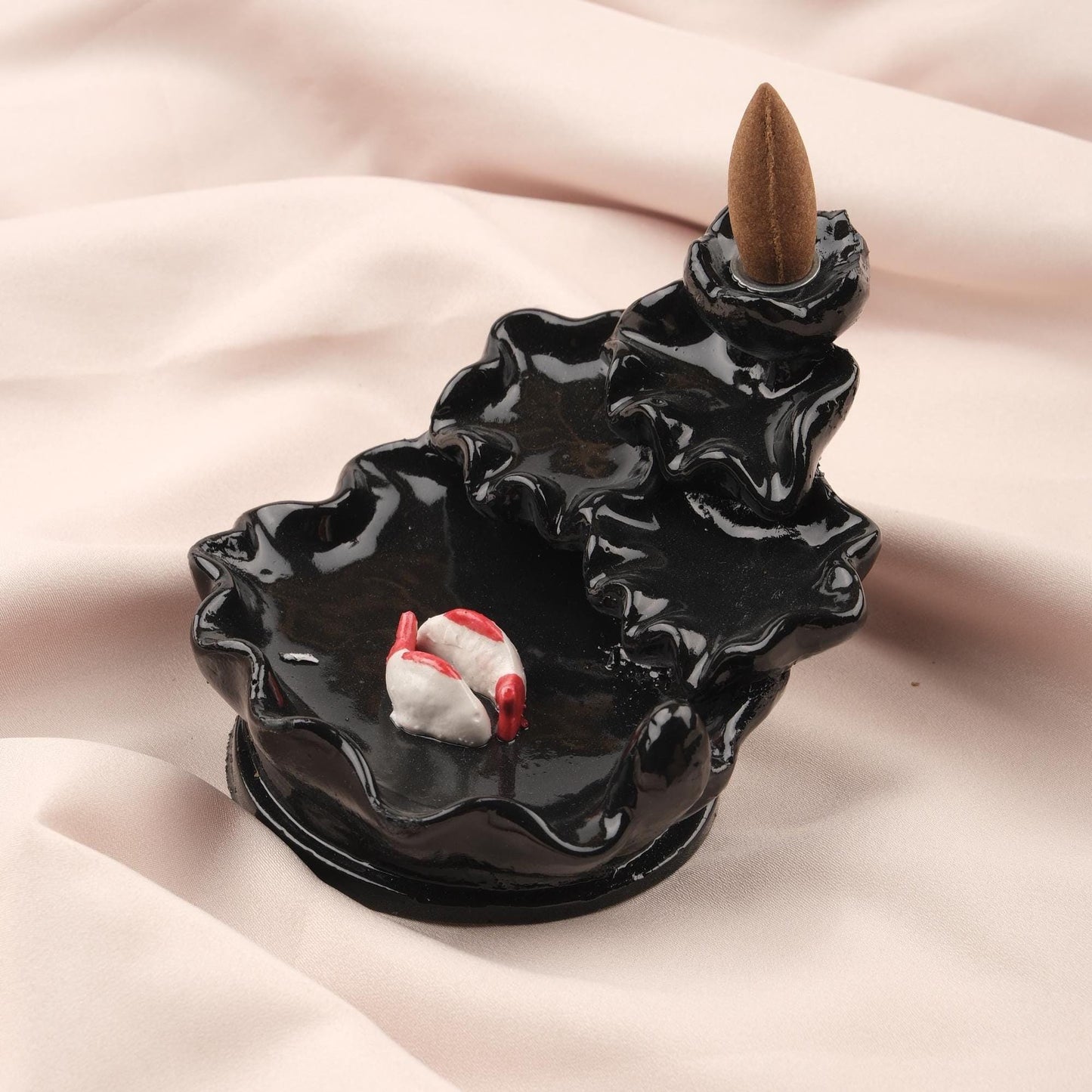 Koi Fish Pond Backflow Incense Burner, Ash Lid for Meditation Incense, Aromatherapy Decoration for Backflow Incense & Cone, Unique Gift Idea