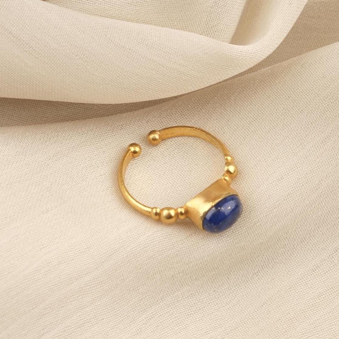 Stone of Authenticity & Inner Truth | Handmade Lapis Ring, Antique Looking And Vintage Style, Adjustable Gemstone Artistic December Ring