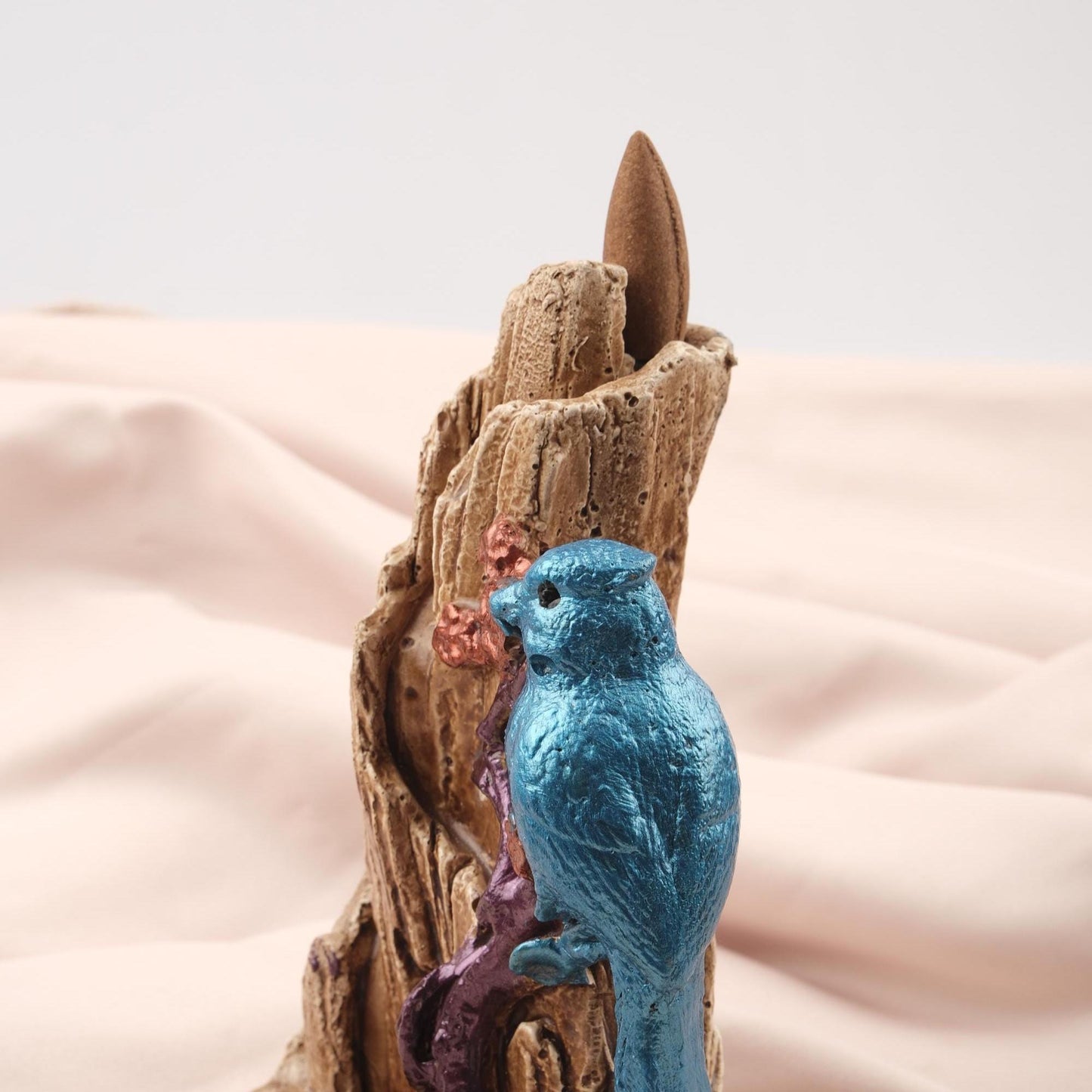 Bird at the Rocks Backflow Incense Burner, 18 cm and 7 in, Nature-Inspired Resin Smoke Fountain, Spiritual Decor, Meditation Gift