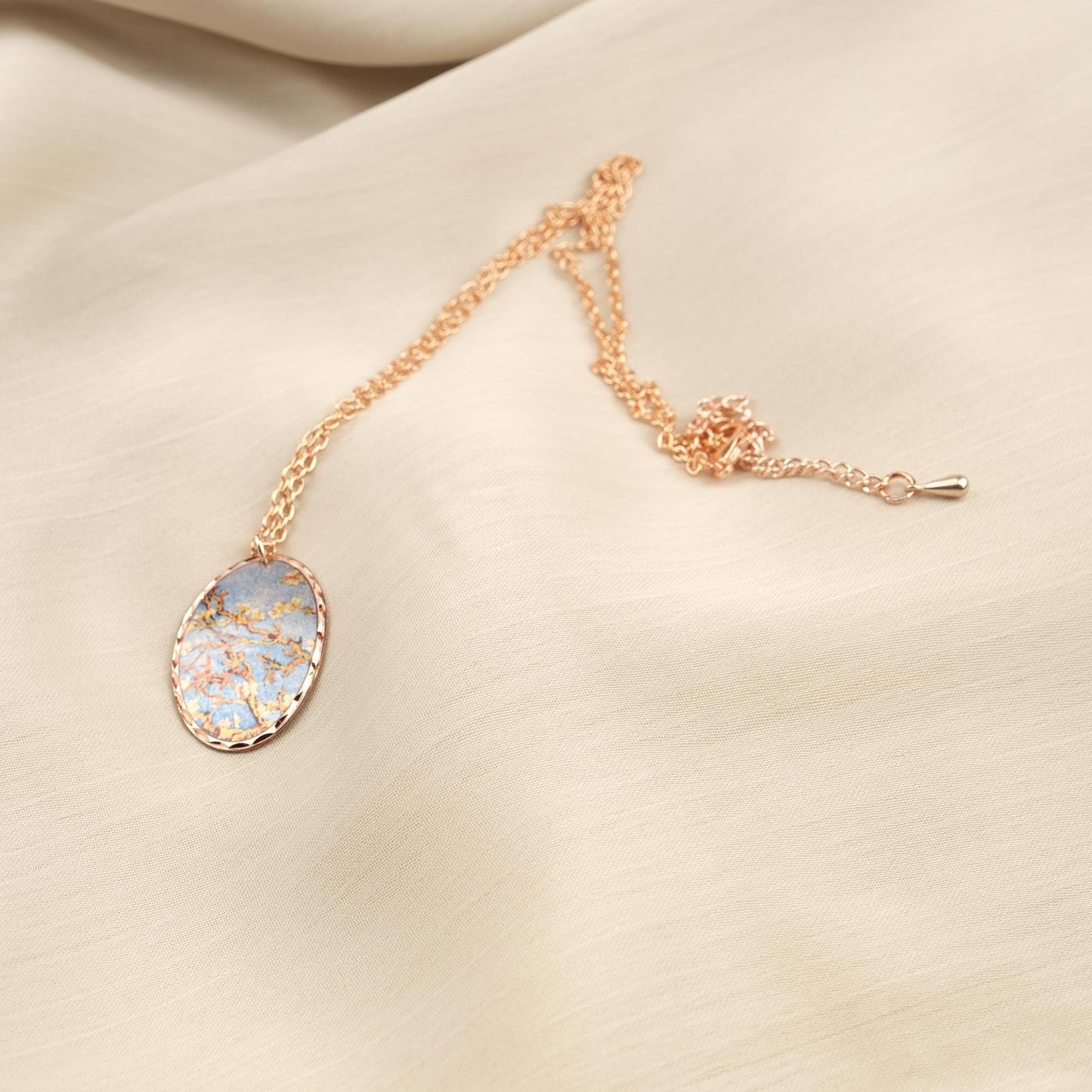 Vincent van Gogh "Almond Blossoms" Necklace in Pure Copper, Artistic Pendant & Adjustable Chain, Handmade Antique Looking Vintage Style Gift