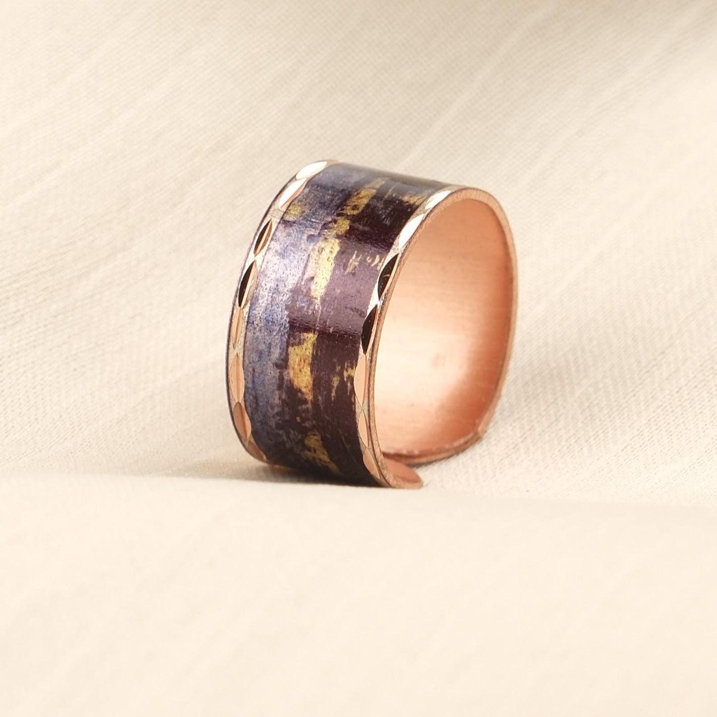 Vincent van Gogh “Starry Night Over the Rhône” Ring in Pure Copper, Adjustable Artistic Design | Handmade Antique Looking Vintage Style Gift