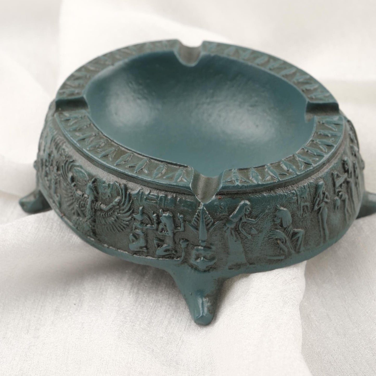 Gray Egyptian Art Ashtray, Authentic Decoration for Smokers, Cigarette Lid and Holder | Ancient Art Smoking Accessories WEIGHS 1LB