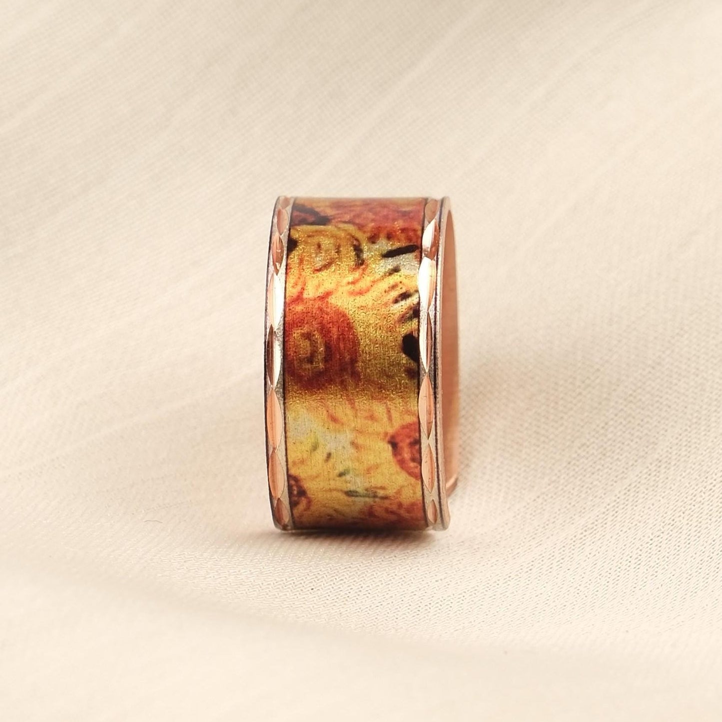Vincent van Gogh “Vase with Fifteen Sunflowers” Ring in Pure Copper, Adjustable Artistic Design, Handmade Antique Looking Vintage Style Gift