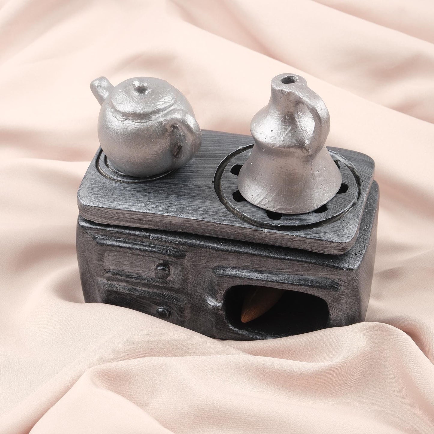 Exotic Teapot Set Incense Cone Holder, Kitchen Decor Incense Burner for Unique gift Idea for Art Lovers, Authentic Spiritual Home Decor