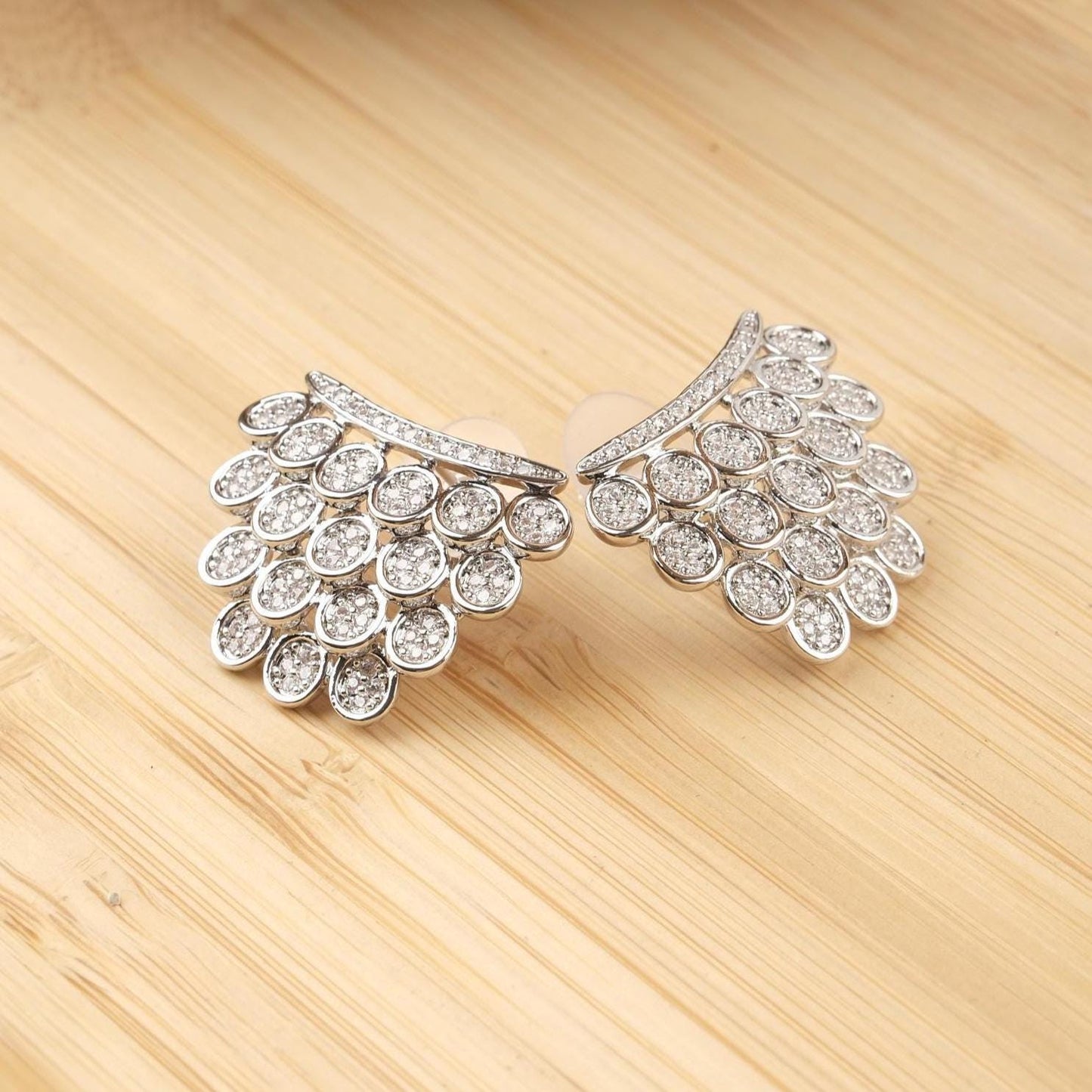 Queen’s Crown Multi Stone Silver Stud Earrings For Women, Elegant Colorful Crystal Studs, Regal And Sparkling Jewelry Gift For Her