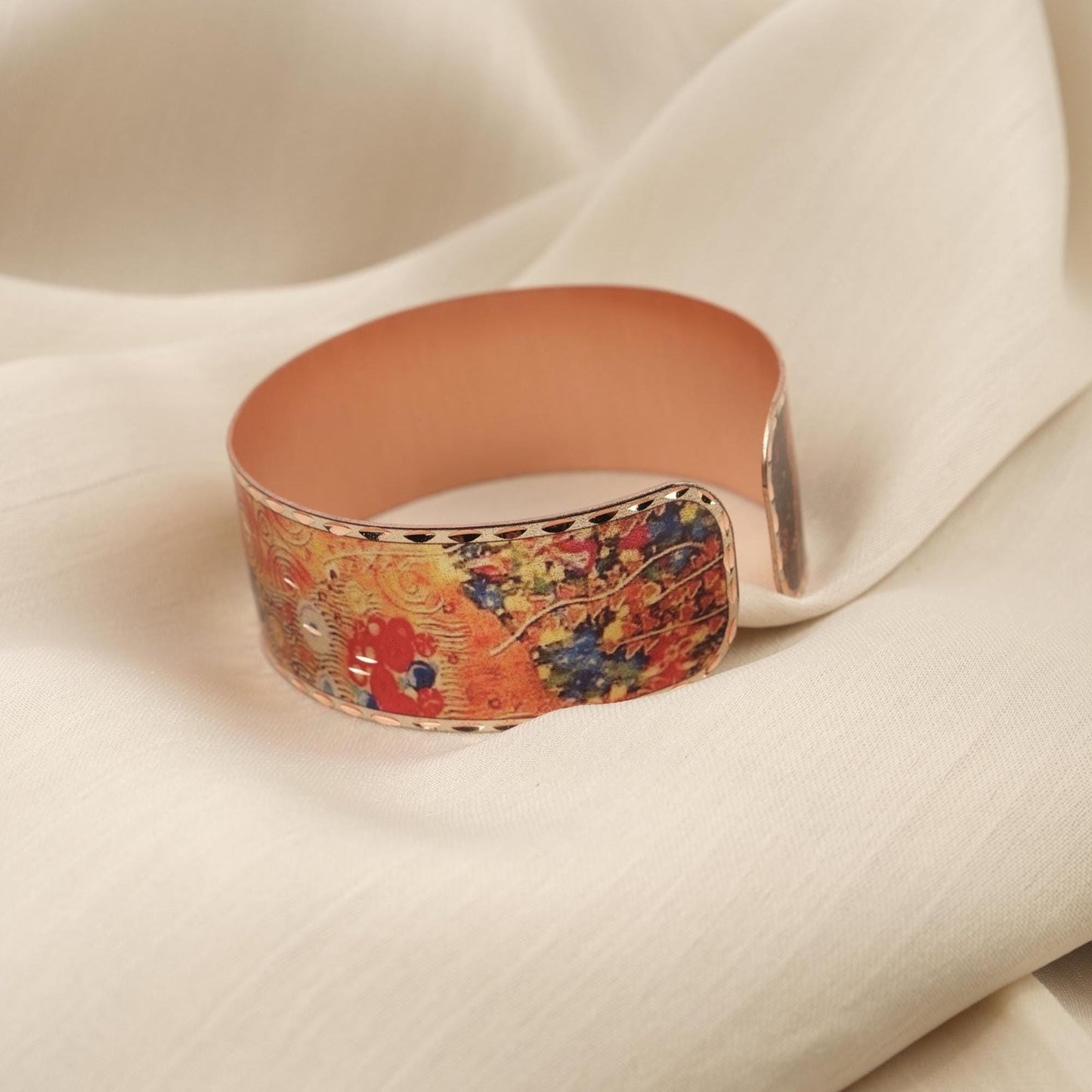 Gustav Klimt "The Kiss" Bracelet in Pure Copper, Inspired by Artistic Handmade Adjustable Cuff | Antique Looking Vintage Style Gift for Her