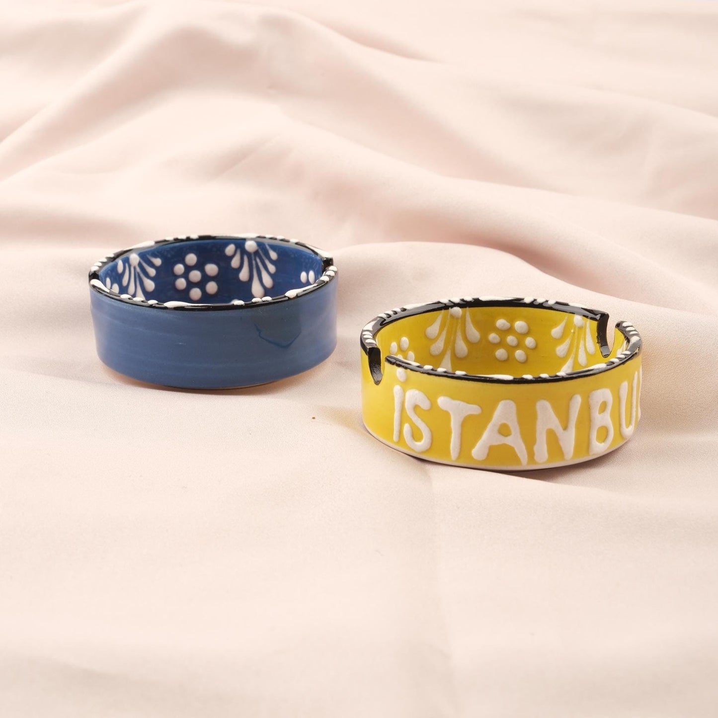 Buy1 Get1 | Handmade, Antique Looking Vintage Style Ashtray in Light Green & Blue with Istanbul Writing