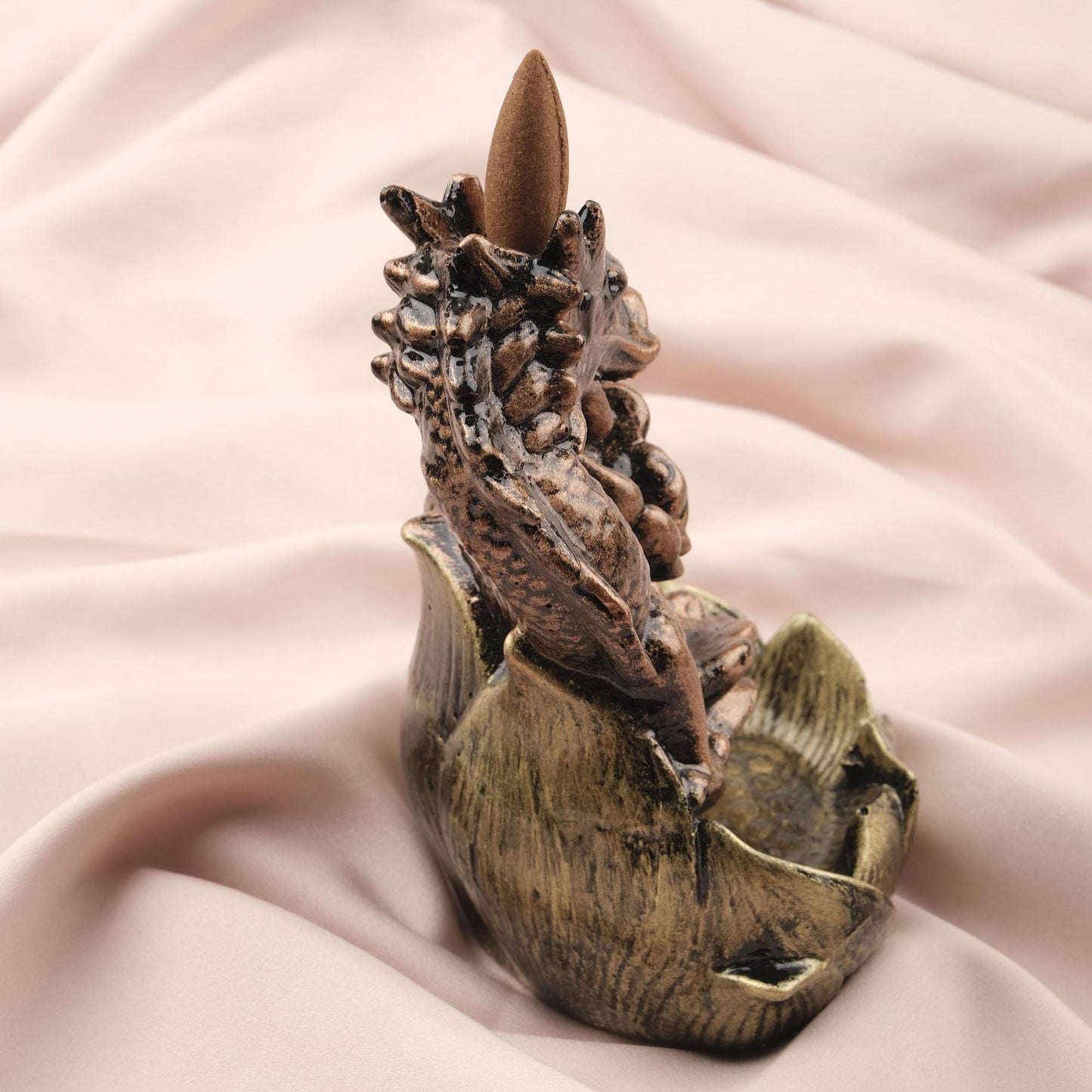 Gold Exotic Dragon Backflow Incense Burner | Authentic Smoke Waterfall for Cone and Backflow Incense , Incense Accessories for Yoga Lovers
