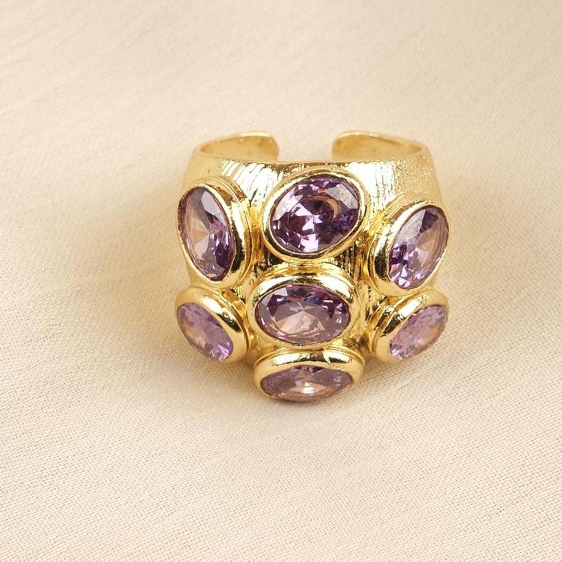 Handmade Ottoman Style Ring With Blue Gemstone Cluster, Antique Looking And Vintage Style Gold Plated Ring With Regal And Artistic Details