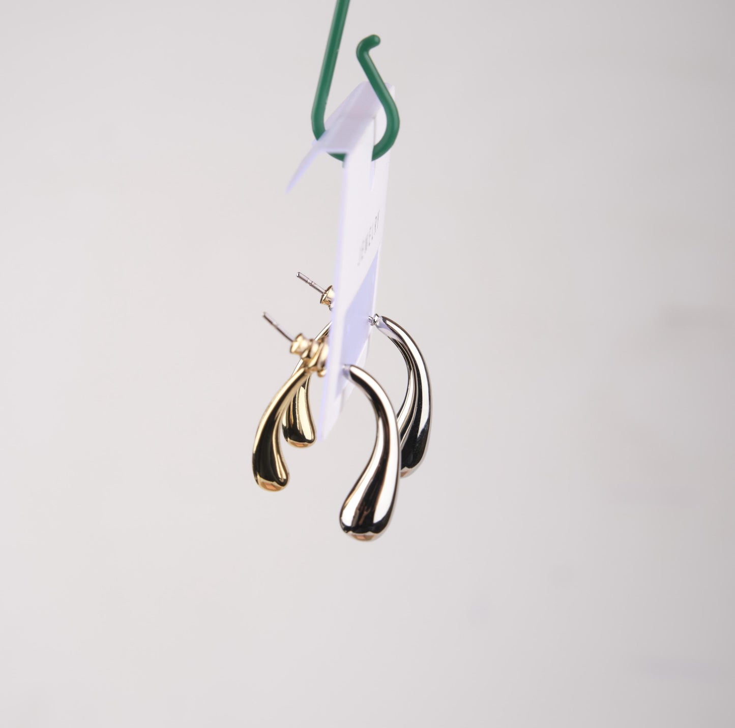Gold And Silver Abstract Lava Earrings, Drip-Shaped Modern Hoops, Fluid Art-Inspired Design For Bold Women In Brass