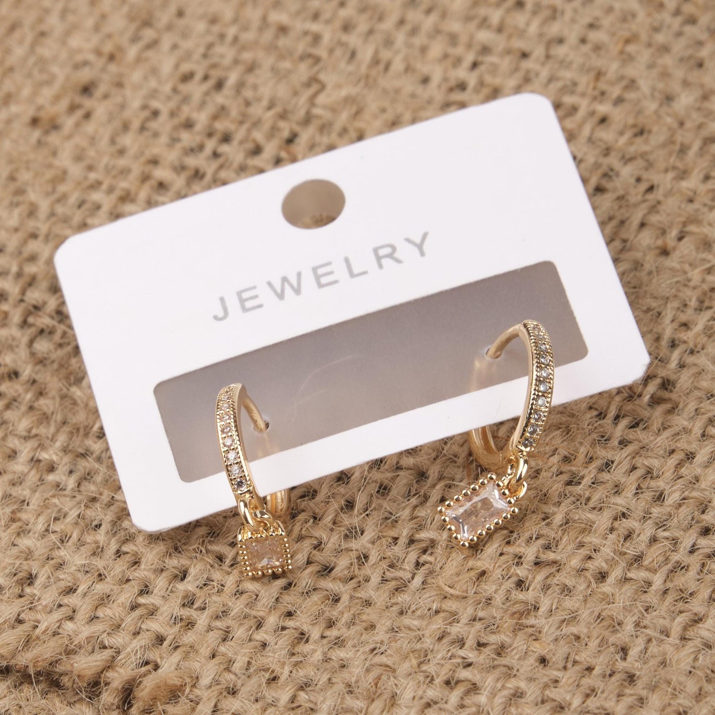 Gold And Pink Emerald Earrings For Women, Timeless Minimal Hoops, Hypoallergenic Jewelry Made In Brass