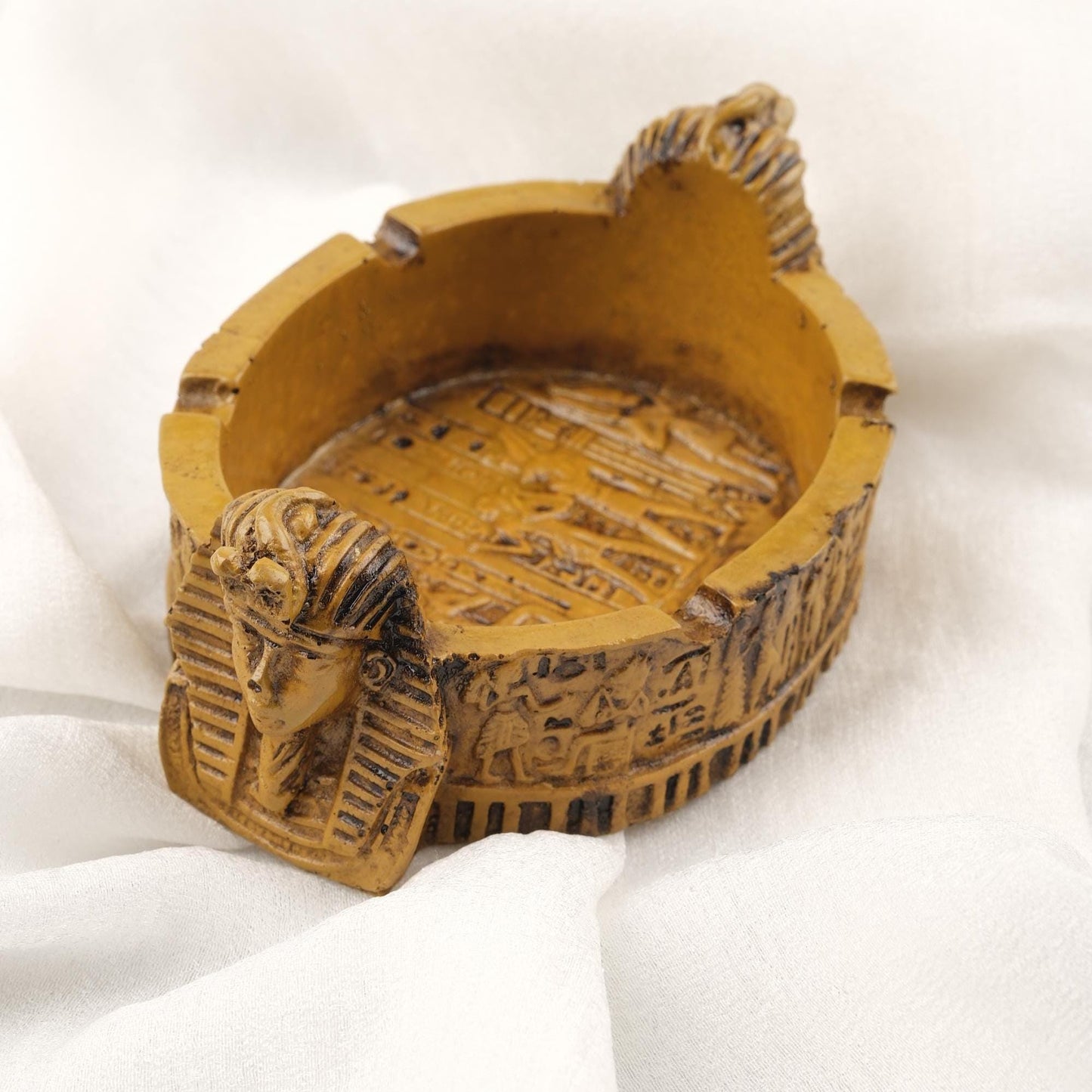 Pharaoh Ashtray | White , Vintage Egyptian Style Spiritual and Meditative Style Mythic Smoking Accessories 10x15cm Handmade HEAVY ITEM 1LBS