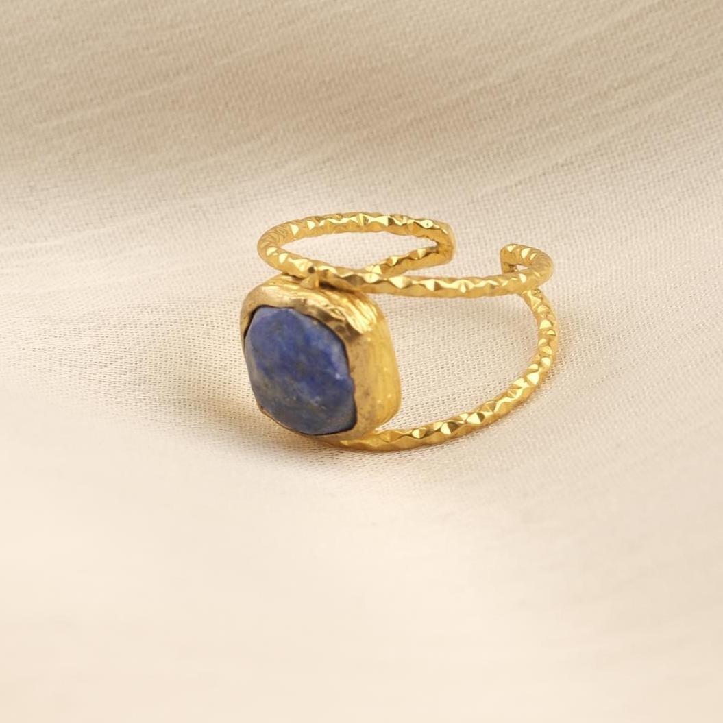 Stone of Mind & Authenticity | Handmade Sodalite Ring, Antique Looking And Vintage Style Adjustable Ring,Gemstone Artistic Diamond Ring Gift