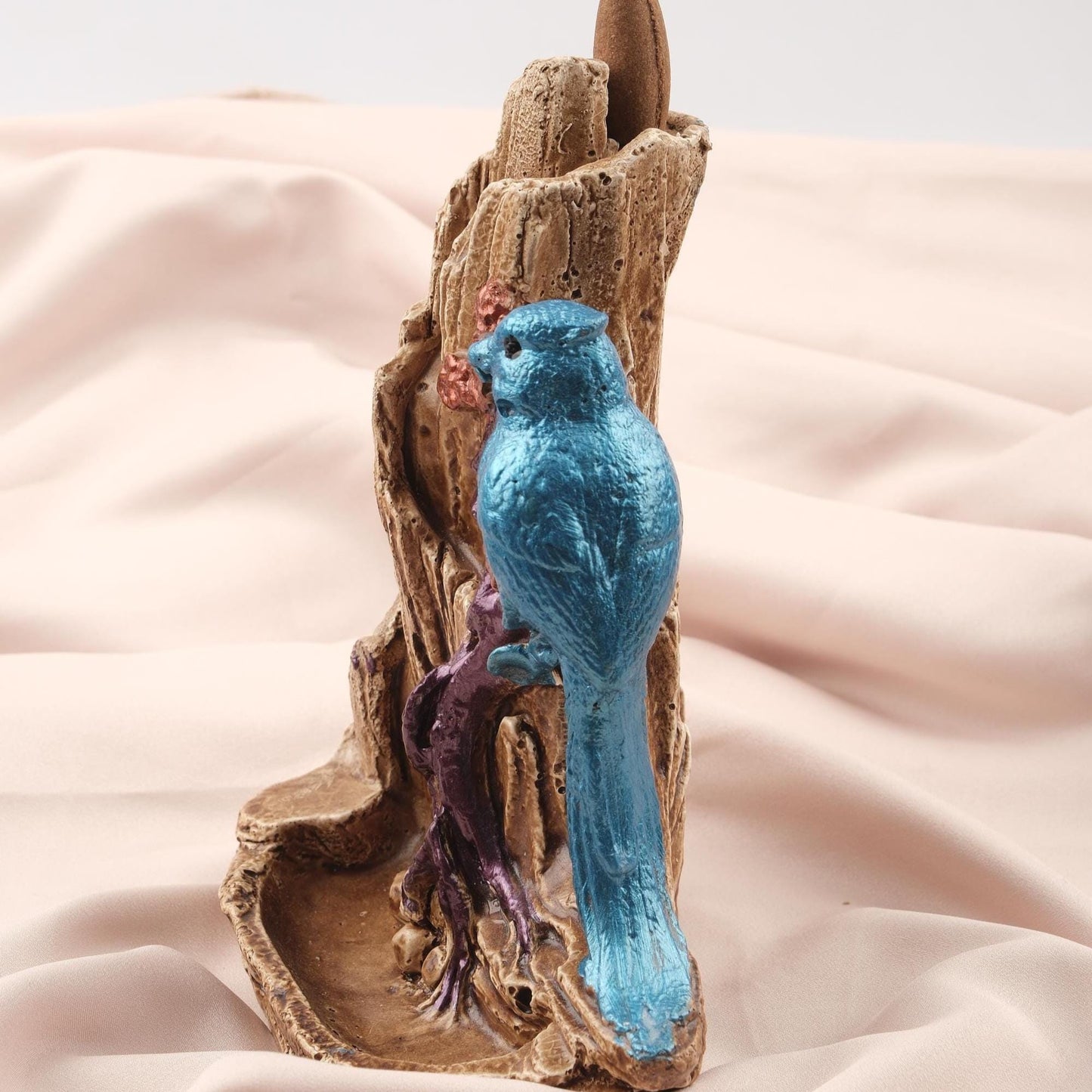 Bird at the Rocks Backflow Incense Burner, 18 cm and 7 in, Nature-Inspired Resin Smoke Fountain, Spiritual Decor, Meditation Gift