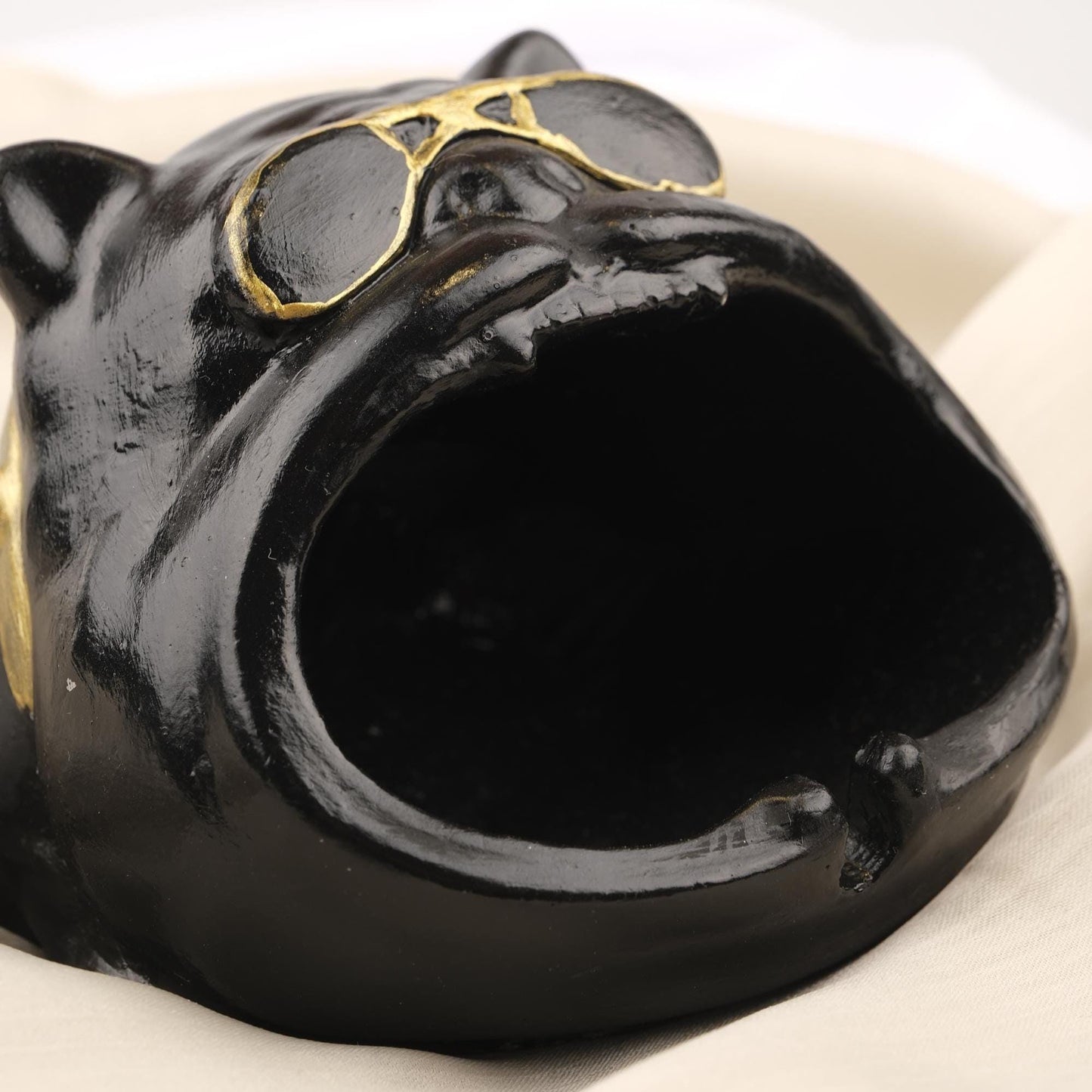 Cool Pug Dog Ashtray with Sunglasses, Funky Black Pet Design for Smokers, Hip Hop Style Handmade Gift Unique Decor Piece