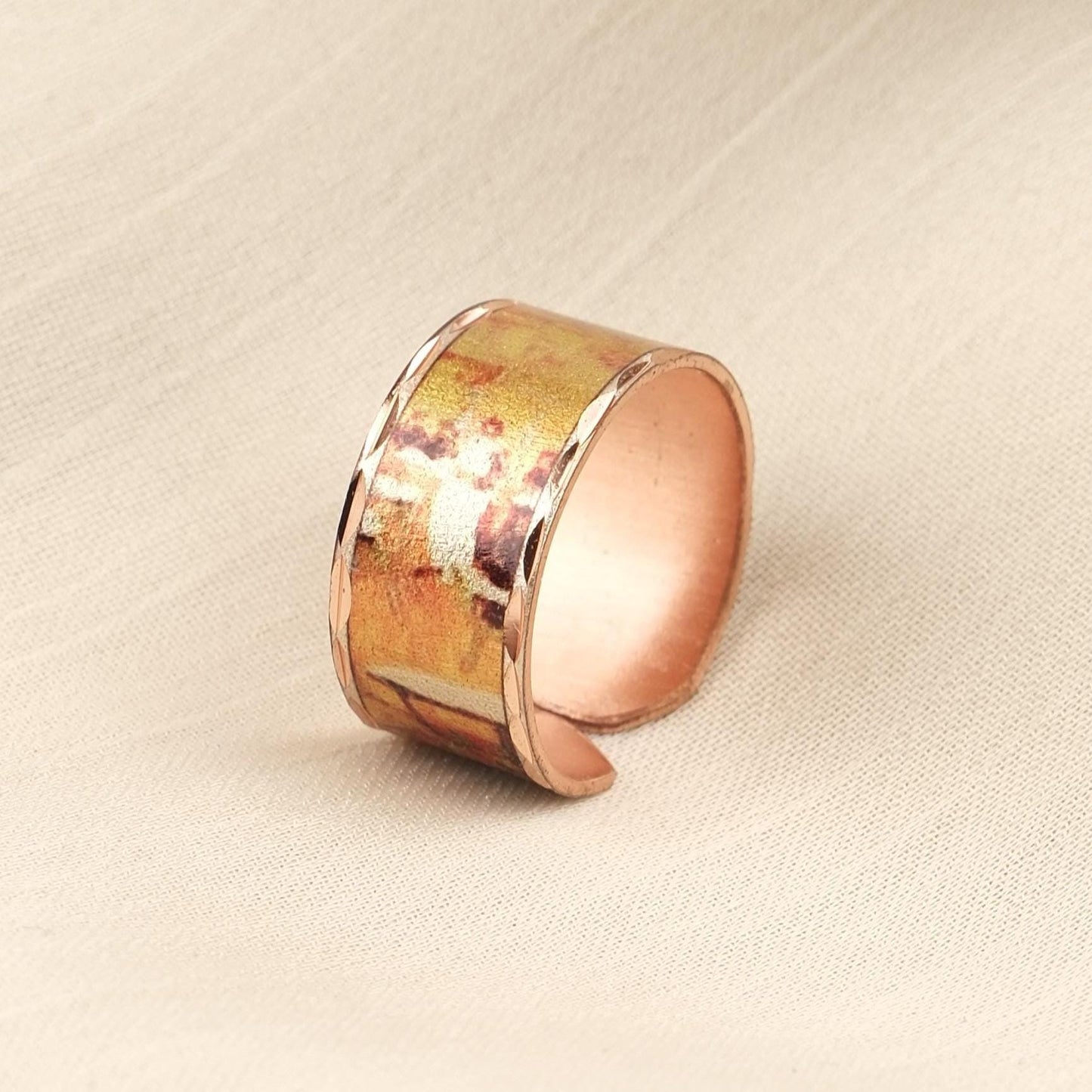 Vincent van Gogh “Café Terrace at Night” Ring in Pure Copper, Adjustable Artistic Design | Handmade Antique Looking Vintage Style Hers Gift
