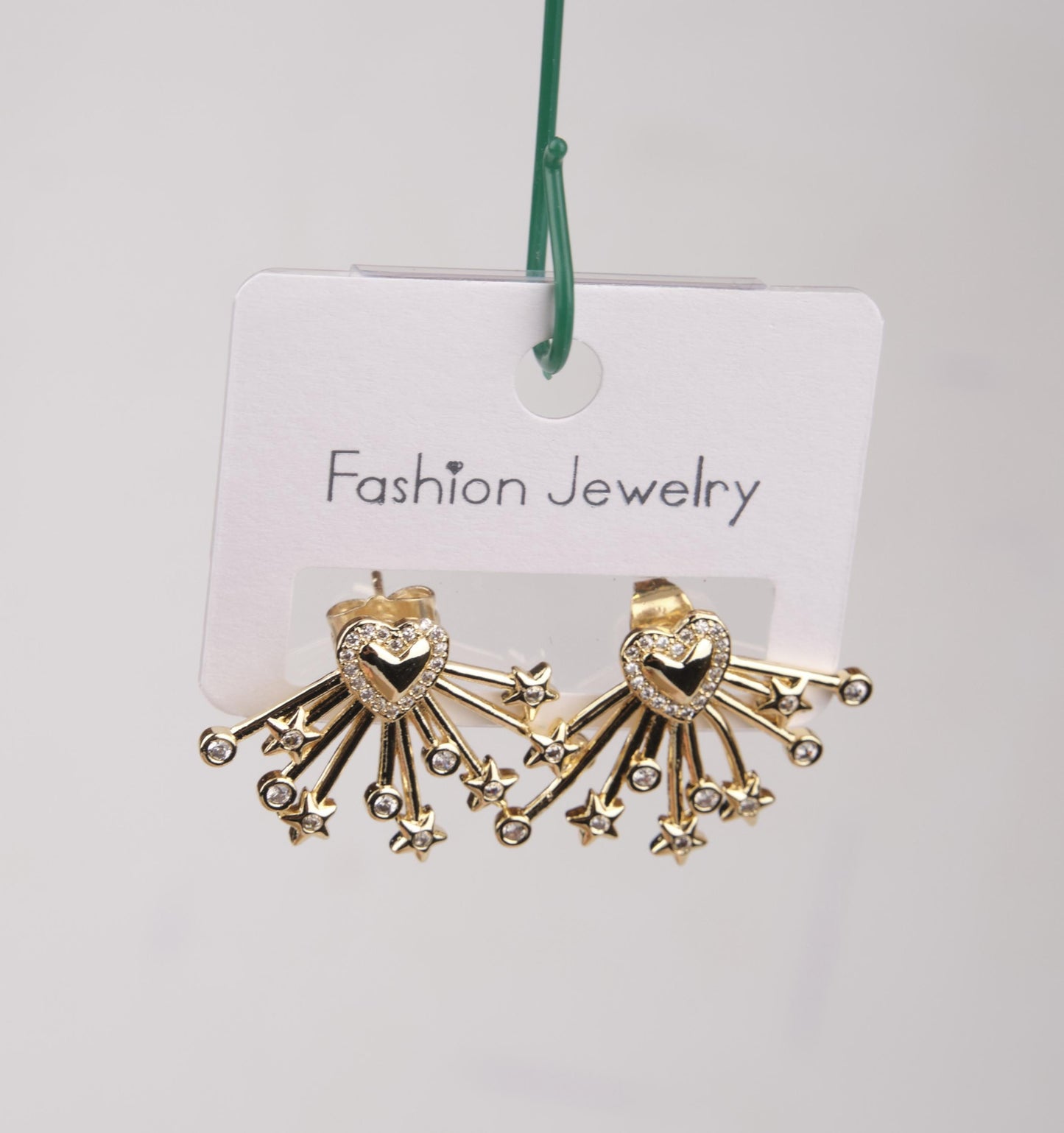Gold Heart And Star Arrow Earrings, Summer Love Statement Hoops For Women, Light-Filled Fashion Made In Brass