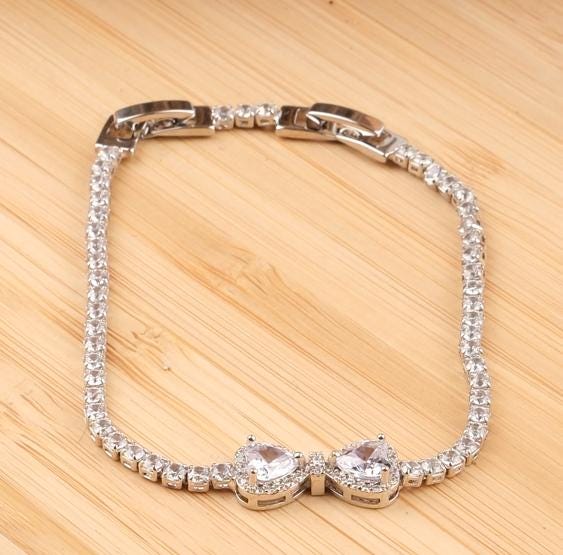 Italian Lock Exotic Silver Tennis Bracelet for Women with Flower