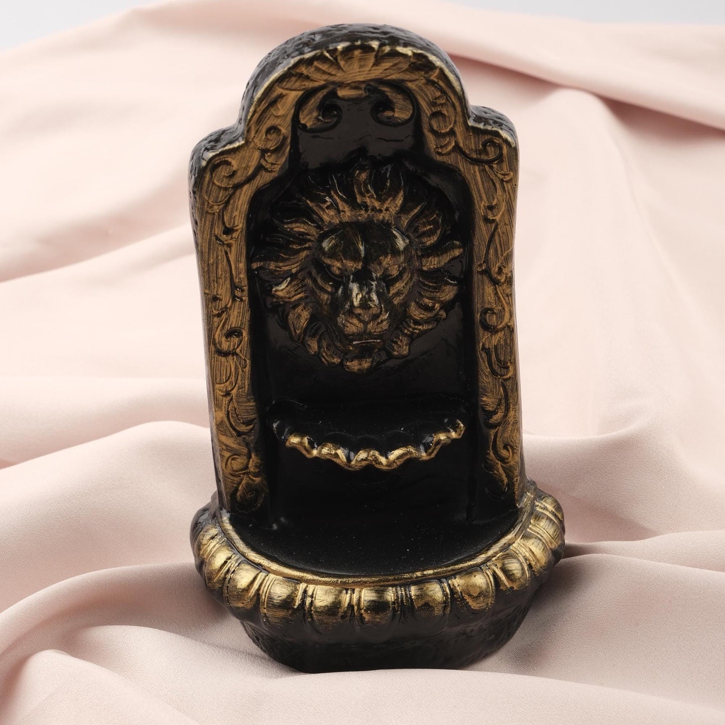 Gold Lion Incense Backflow Burner, Free Cone Included | Unique Ash Catcher, Waterfall Incense with Lion Figure, Smoke Aromatherapy Cone