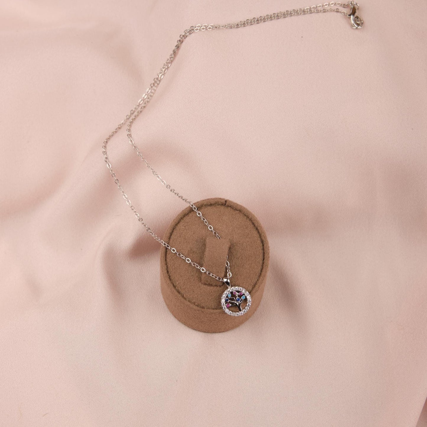 Tree Of Life Pendant Necklace In Silver, Minimal Brass Jewelry, Spiritual Spring And Summer Gift For Women, Gentle Care