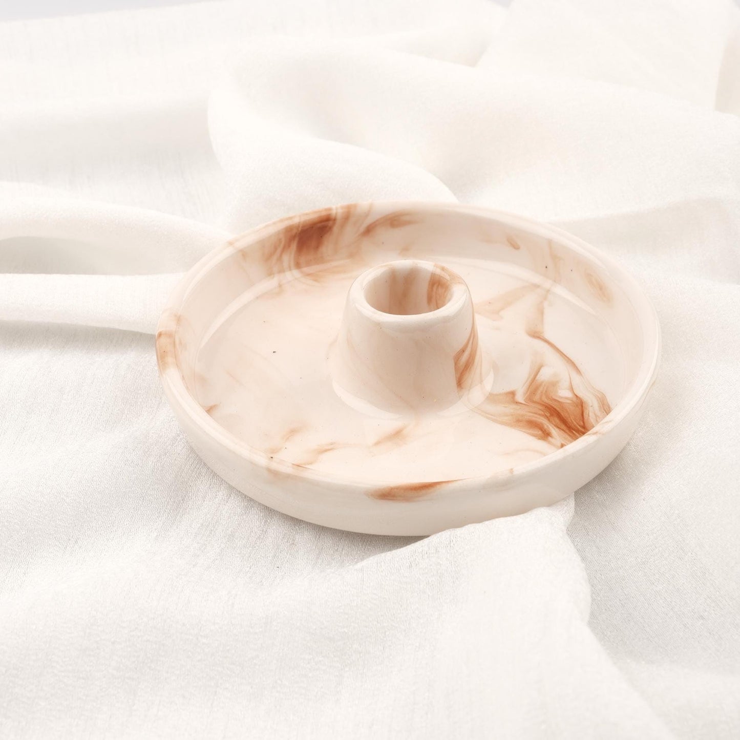 Creme And Coffee White Ceramic Palo Santo Holder with Stick, Energy Cleansing Ash Catcher For Smudge Or Aromatherapy 14x14x2cm Sandal Tray