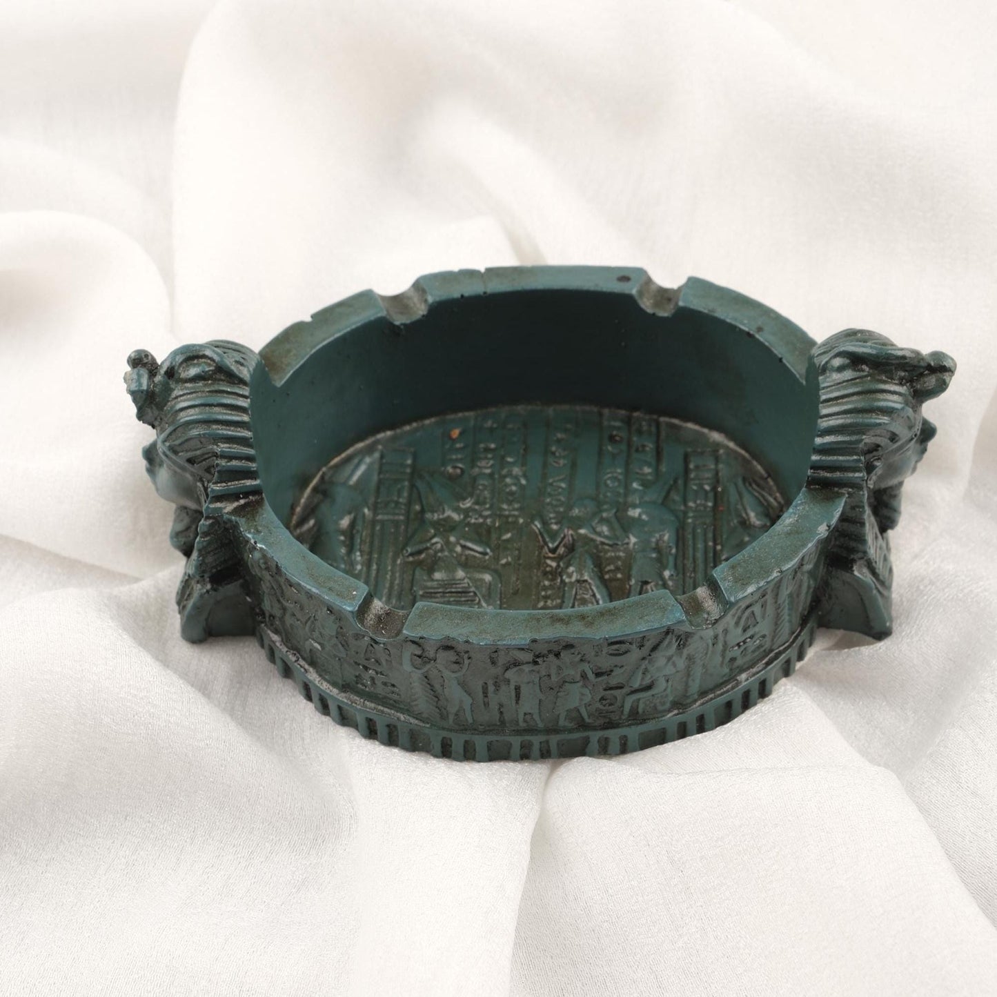 Pharaoh Ashtray | Dark Green , Mythic Ancient Smoke Accessory Funky Vintage Ashtray Gift – 10x15cm Handmade Handmade HEAVY ITEM 1LBS