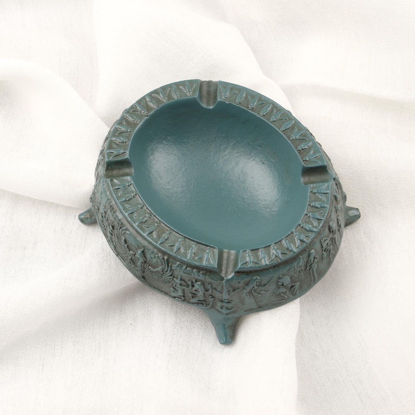 Gray Egyptian Art Ashtray, Authentic Decoration for Smokers, Cigarette Lid and Holder | Ancient Art Smoking Accessories WEIGHS 1LB