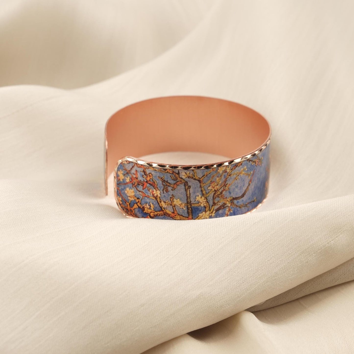 Vincent Van Gogh "Almond Blossoms" Bracelet in Pure Copper, Artistic Adjustable Art Bangle | Antique Looking Vintage Style Inspired Gift