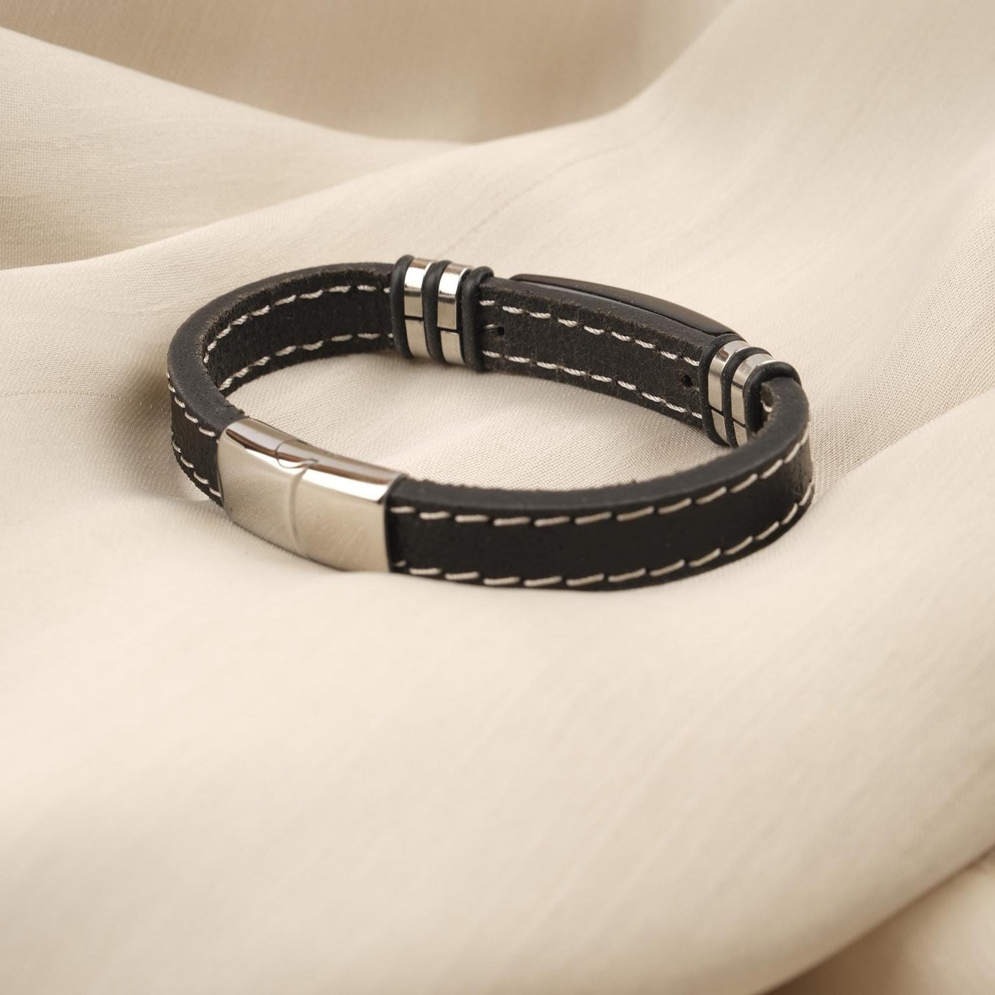 Handmade Tiger’s Eye and Ox Leather Men’s Bracelet, Bold and Classy Design with Titanium Lock, Natural Gemstone Jewelry | 22 cm (8.66 in)