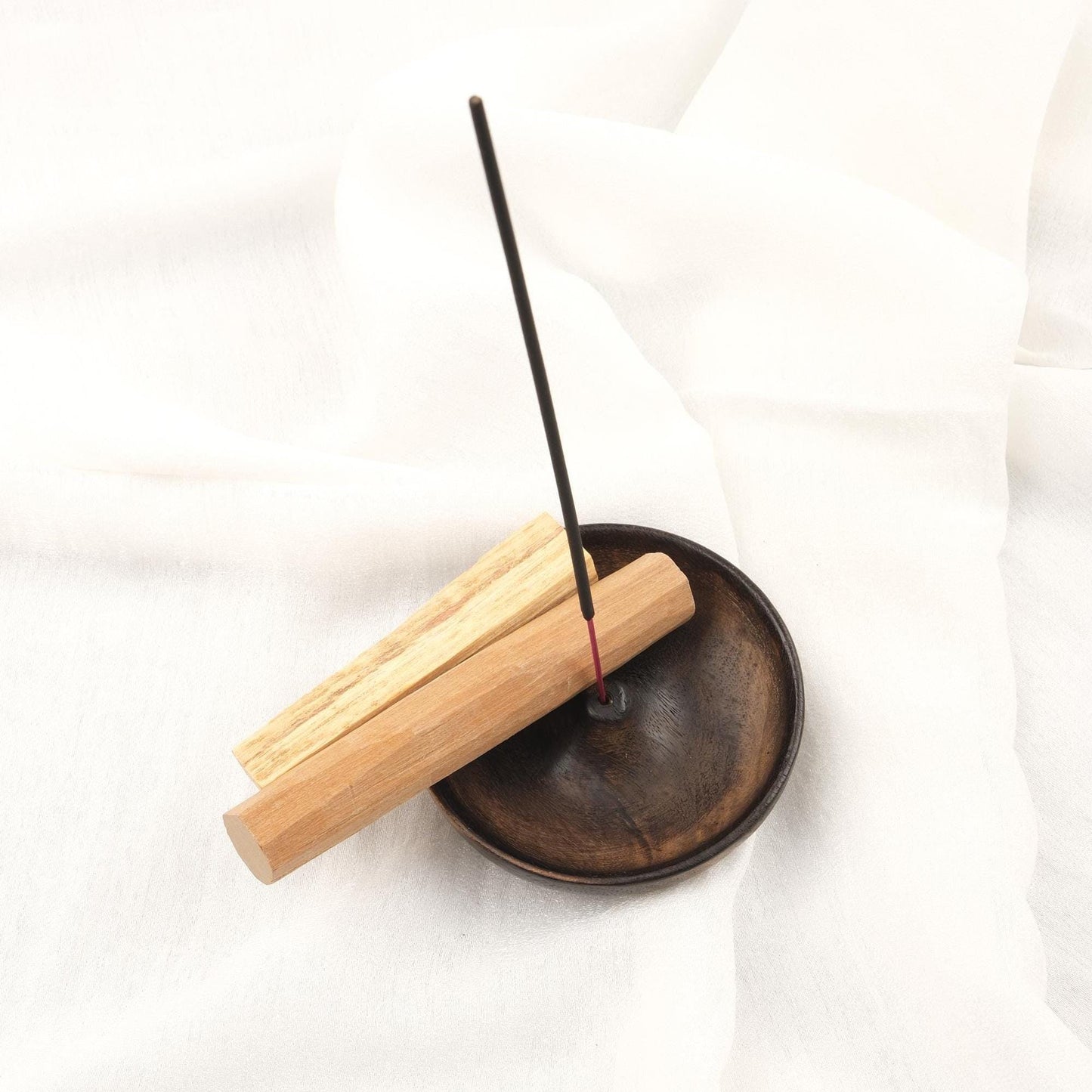 Classic Wooden Incense Holder | Handcrafted Stick Burner For Meditation, Aromatherapy Or Yoga | 10x10x3cm Palo Santo and Sandal Tray