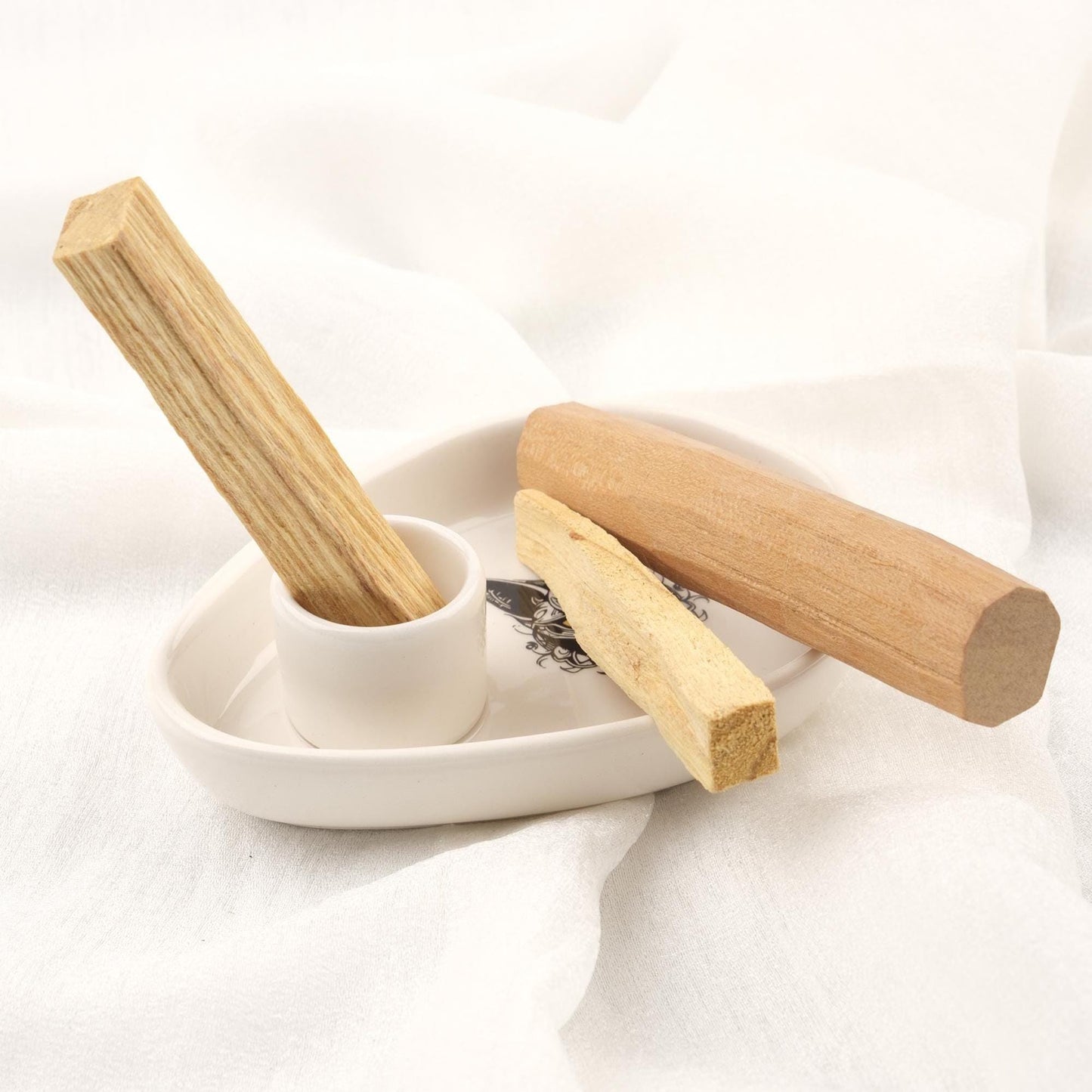 Meditating Third Eye Cat Design Black And White Palo Santo Holder | Ceramic Cleansing Tray | 9x14x4cm Authentic Unique Sandal Ash Catcher