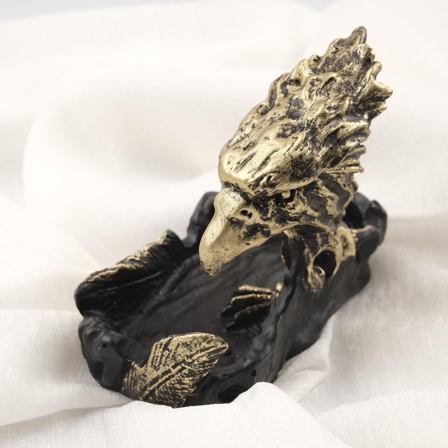 Eagle Ashtray, Black and Gold Smoking Decoration, Unique Accessories for Smokers | Gift for Husband Maximalist Smoking Lid WEIGHS 1LB