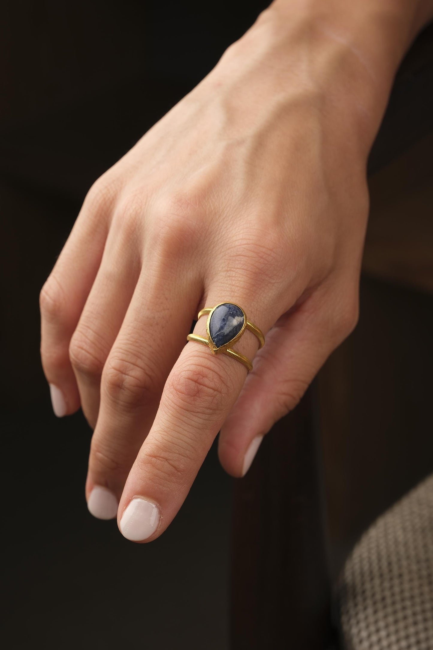 Stone of Wisdom & Logic | Handmade Sodalite Ring, Antique Looking And Vintage Style Adjustable Ring, Gemstone Artistic Diamond Ring Gift