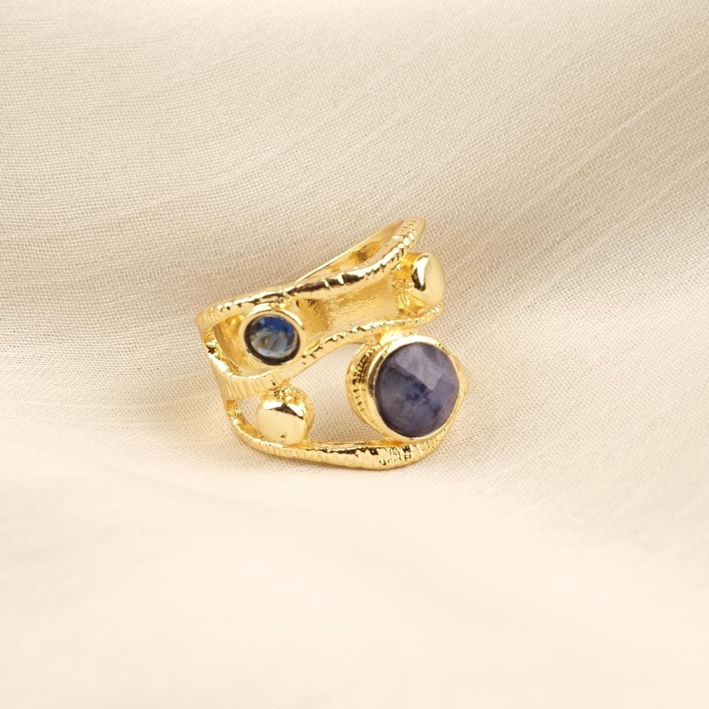 Stone of Calm & Clarity | Handmade Aquamarine Ring, Antique Looking And Vintage Style Adjustable Ring, Gemstone Artistic Statement Ring Gift