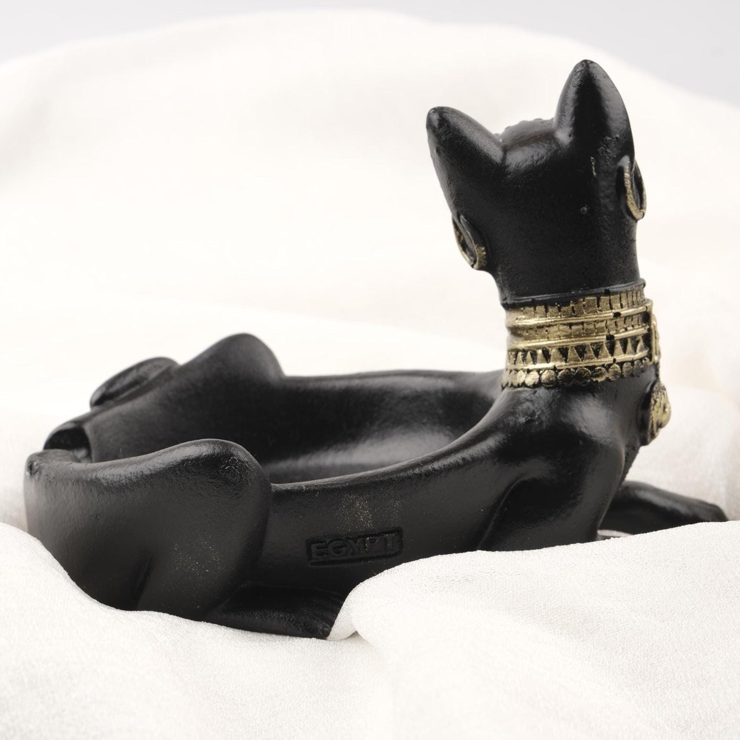 Black and Gold Sphinx Cat Ashtray with Ancient Look, Mythic Design Funky Cool Smoking Accessories Gift – 14x10cm Handmade HEAVY ITEM 1LBS